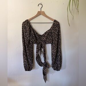 HYFVE Black and Tan Patterned Wrap Long Sleeve